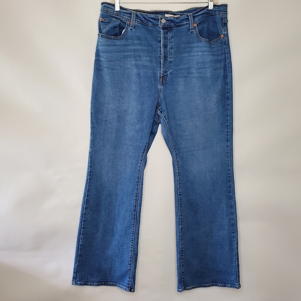 Levi's Ribcage Plus Size Boot Cut Jeans 22W Hi-Rise Button Fly Stretch Denim
